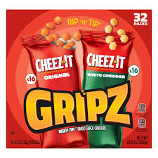 Gripz Mini Cheese Crackers Cheez-It Variety Pack, Salty Snacks, Pouches, 32 ct./0.9 oz.