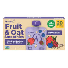 *Shipping Only* Brainiac Fruit and Oat Smoothie Pouches, 20 pk.