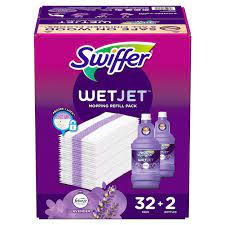Swiffer WetJet Refill Pack, Lavender (32 Pads + 2 Bottles)
