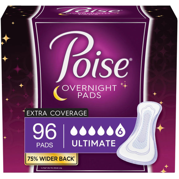Poise Overnight Pads, Ultimate Extra Coverage Pad (96 ct.) *Shipping Only*