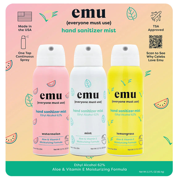 emu (everyone must use) Hand Sanitizer Mist, Variety Pack (2.2 fl. oz., 3 pk.)