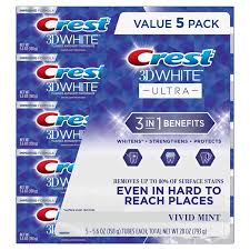 Crest 3D White Ultra Whitening Toothpaste, Vivid Mint (5.6 oz., 5 pk.)