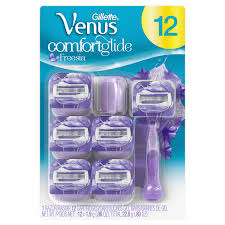 Gillette Venus Comfort Glide Women's Razor Handle and 12 Cartridges, Freesia Scent