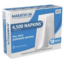 Marathon® Tall Fold Dispenser Napkin, White, 4500 Napkins Total