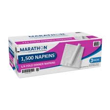 Marathon® 1/4 Fold Dinner Napkin, White, 1500 Napkins Total