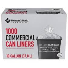 Member's Mark 7-10 Gallon Commercial Trash Bags (10 rolls of 100 ct., total of 1000 ct.)