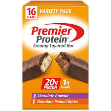Premier Protein 20g Protein Bar, Variety Pack, Chocolate Brownie & Chocolate Peanut Butter (16 ct., 2.08 oz. ea.)