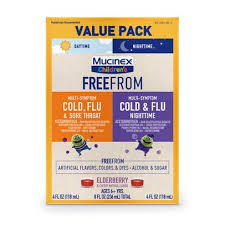 Mucinex Children's FreeFrom Multi-Symptom Cold, Flu & Sore Throat and Mucinex Children's FreeFrom Cold & Flu Nighttime Liquid with No Alcohol (4 fl. oz., 3 pk.)