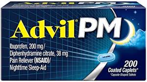 Advil PM Pain Reliever / Nighttime Sleep Aid Caplet, 200mg Ibuprofen & 38mg Diphenhydramine (200 ct.)