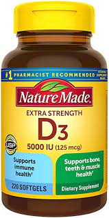 Nature Made Vitamin D3 5,000 IU Softgels, 220 ct