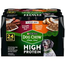Purina Dog Chow High Protein Wet Dog Food in Savory Gravy, Beef & Chicken Variety Pack (13 oz., 24)