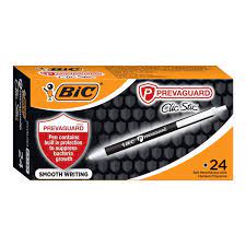 BIC Prevaguard Anti-Microbial Retractable Ballpoint Pen, Med (1.0MM),Black,24ct