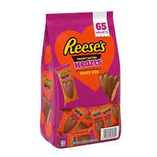 REESE'S Milk Chocolate Peanut Butter Hearts Snack Size Candy, Valentine's Day, Bulk Bag (39.8 oz., 65 pcs.)
