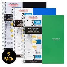 Five Star® Wirebound Notebook, 3 Subject, College Ruled, 11