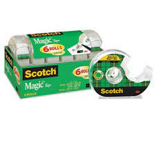 Scotch Magic Tape in Refillable Dispensers with 3/4" Core, 3/4" x 650", 6 pk. - Transparent