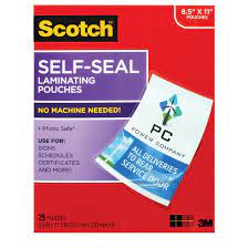 Scotch Self-Seal Laminating Pouches, 25 ct.