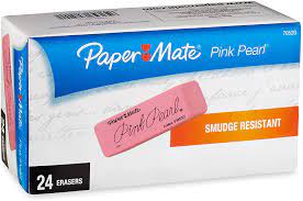 Paper Mate Pink Pearl Eraser, Medium, 24pk.