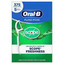 Oral-B Burst of Scope Floss Picks, Fresh Mint, 375 ct.