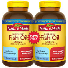 Nature Made Burp-Less Fish Oil 1,200mg Softgels for Heart Health† (150 ct., 2 pk.)